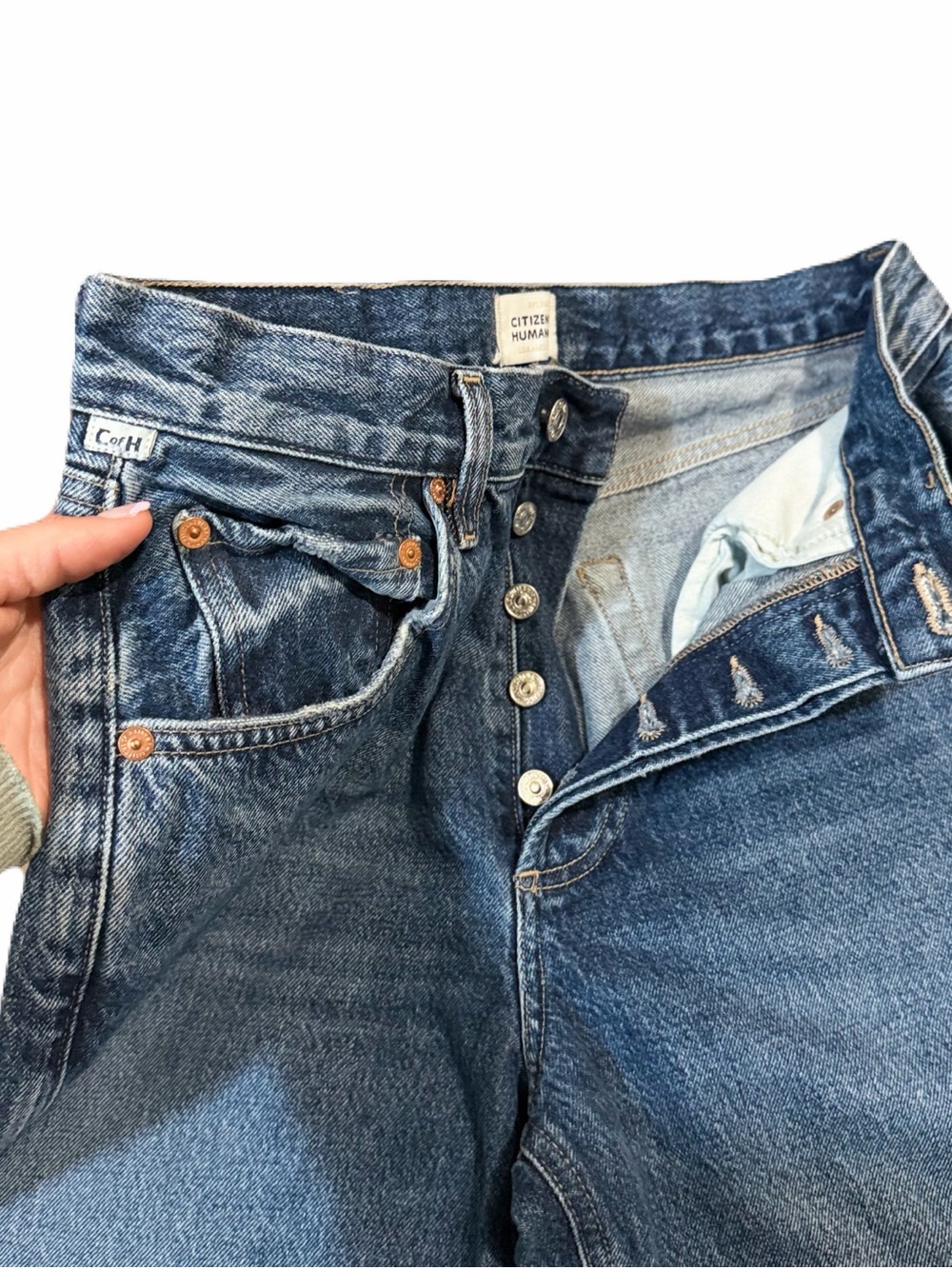 Citizens of Humanity Dahlia Bow Leg Baby Jeans Claremont Blue size 27 barrel - Picture 7 of 13